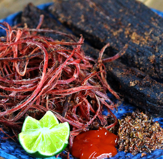 Buffalo meat hanging up the kitchen