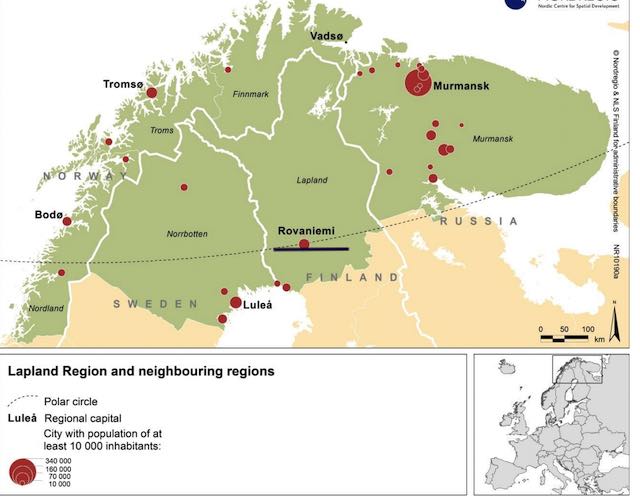 Bản đồ Lapland qua 4 nước