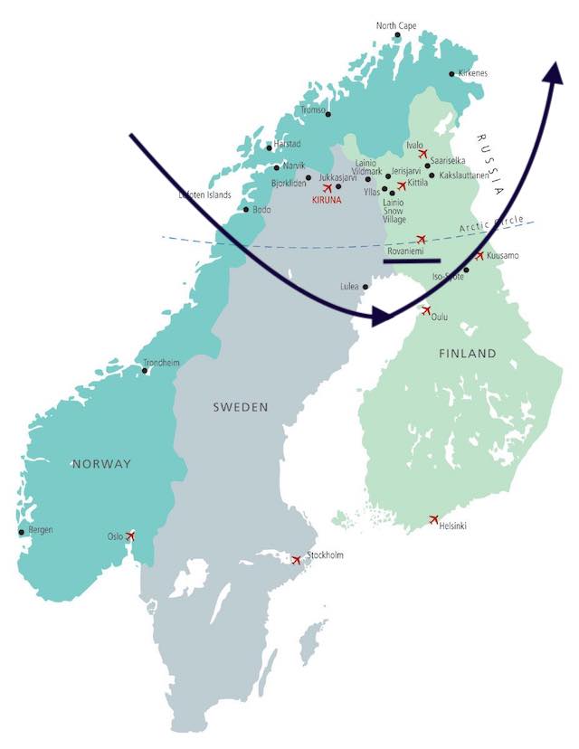 Bản đồ Lapland Phần Lan , Thuỵ Điển, Na uy